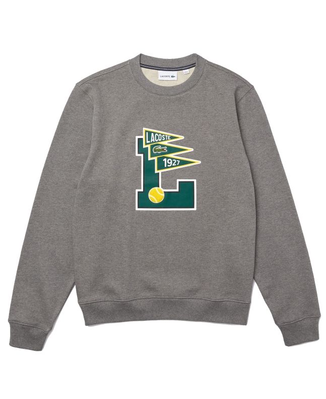 spezial madrid Lacoste Pennants L Badge Cotton Fleece Sweatshirt Grey