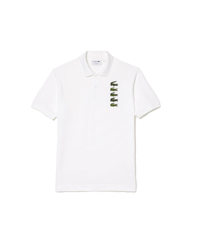 spezial madrid Lacoste Polo Pique Shirt Print Crocodile Insignia White