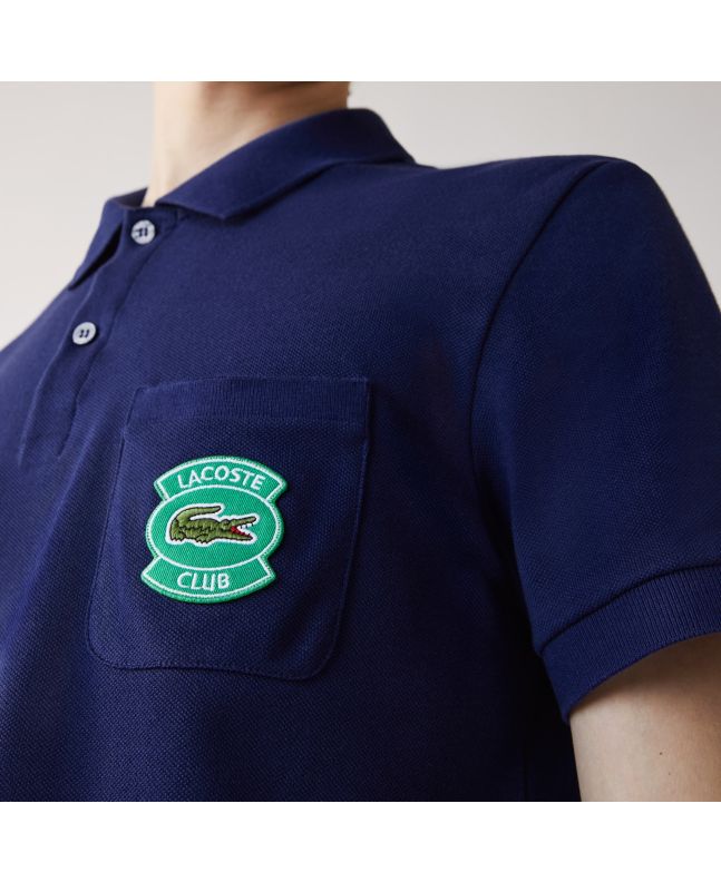 Spezial Madrid Lacoste Regular Fit Cotton Pique Pocket Polo Shirt Blue