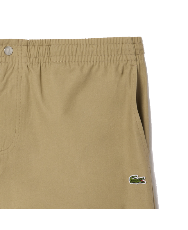 Spezial Madrid Lacoste Relaxed Fit Stretch Cotton Poplin Shorts Beige