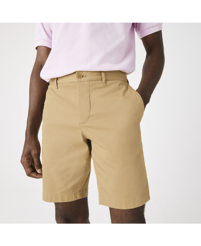 Spezial Madrid Lacoste Slim Fit Stretch Cotton Bermuda Shorts Beige