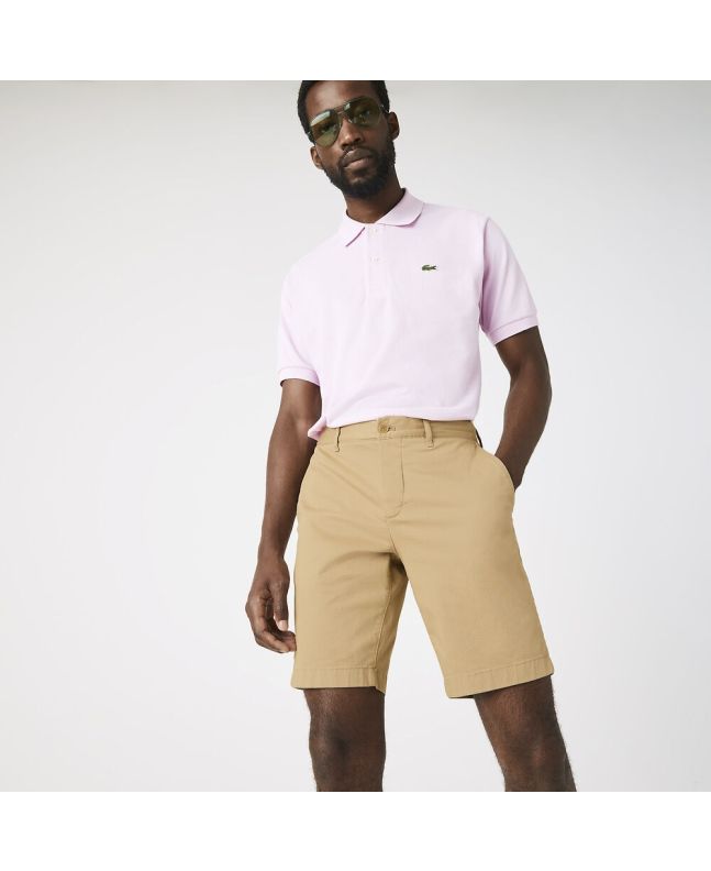 Spezial Madrid Lacoste Slim Fit Stretch Cotton Bermuda Shorts Beige