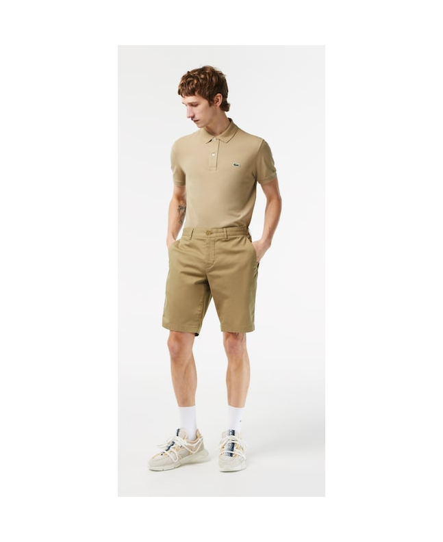 Spezial Madrid Lacoste Slim Fit Stretch Cotton Bermuda Shorts Dark Beige