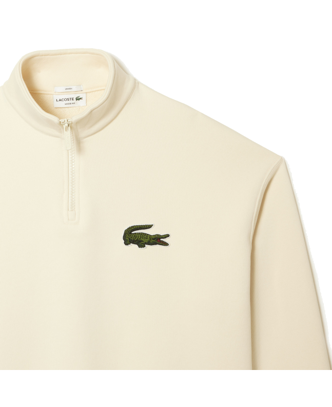 Spezial Madrid Lacoste Unisex Jogger Organic Cotton Hight Neck Zipper Sweatshirt White
