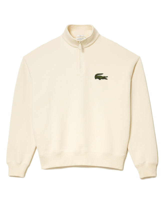 spezial madrid Lacoste Unisex Jogger Organic Cotton Hight Neck Zipper Sweatshirt White