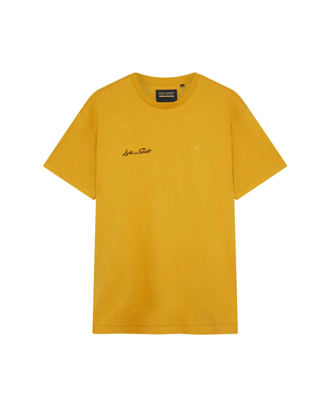 spezial madrid Lyle & Scott Archive Embroidered Letter T-shirt Amber