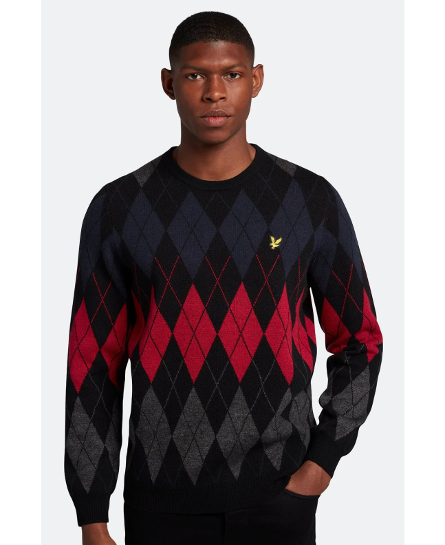 Spezial Madrid Lyle & Scott British Argyle Crew Neck Jumper Jet Black