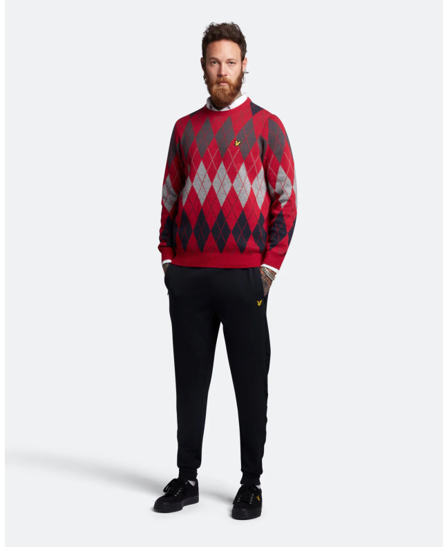 Spezial Madrid Lyle & Scott British Argyle Crew Neck Jumper Tunnel Red