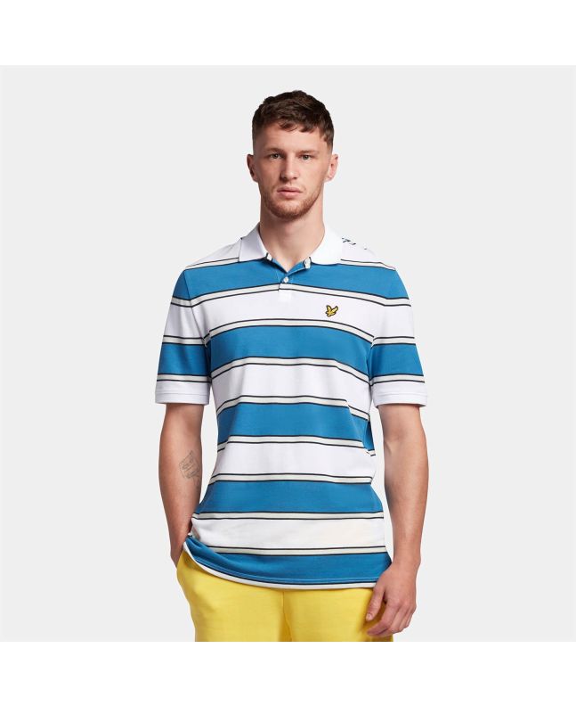 Spezial Madrid Lyle & Scott Broad Stripe Polo Shirt Spring Blue