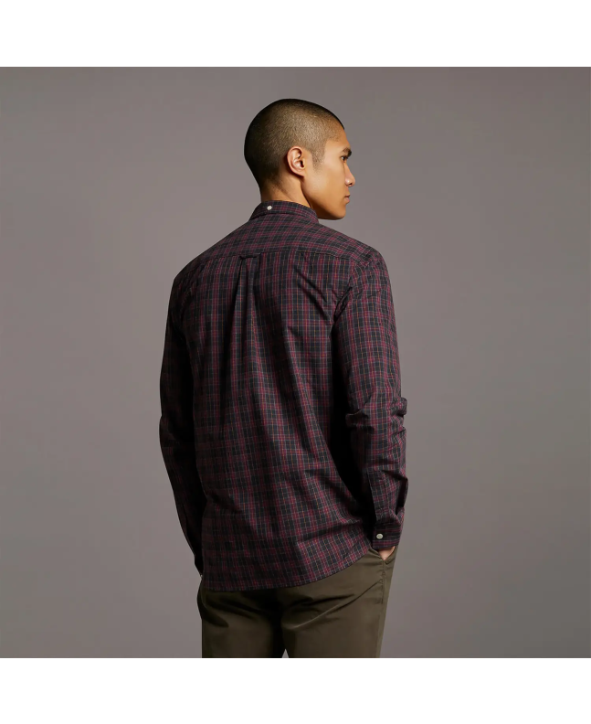 Spezial Madrid Lyle & Scott Check Poplin Shirt Jet Black & Burgundy