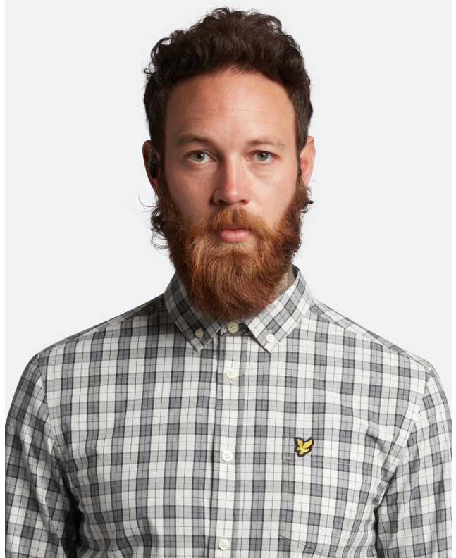 Spezial Madrid Lyle & Scott Check Poplin Shirt Mid Grey Marl