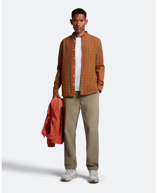 Spezial Madrid Lyle & Scott Check Poplin Shirt Victory Orange & Olive