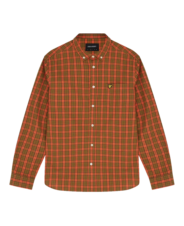 spezial madrid Lyle & Scott Check Poplin Shirt Victory Orange & Olive