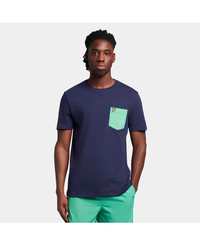 Spezial Madrid Lyle & Scott Contrast Pocket Tee Navy & Green Glaze