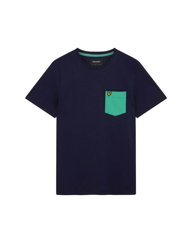 spezial madrid Lyle & Scott Contrast Pocket Tee Navy & Green Glaze