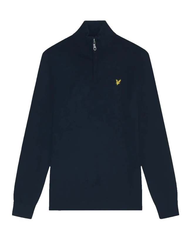 spezial madrid Lyle & Scott Cotton Merino 1/4 Zip Jumper Dark Navy
