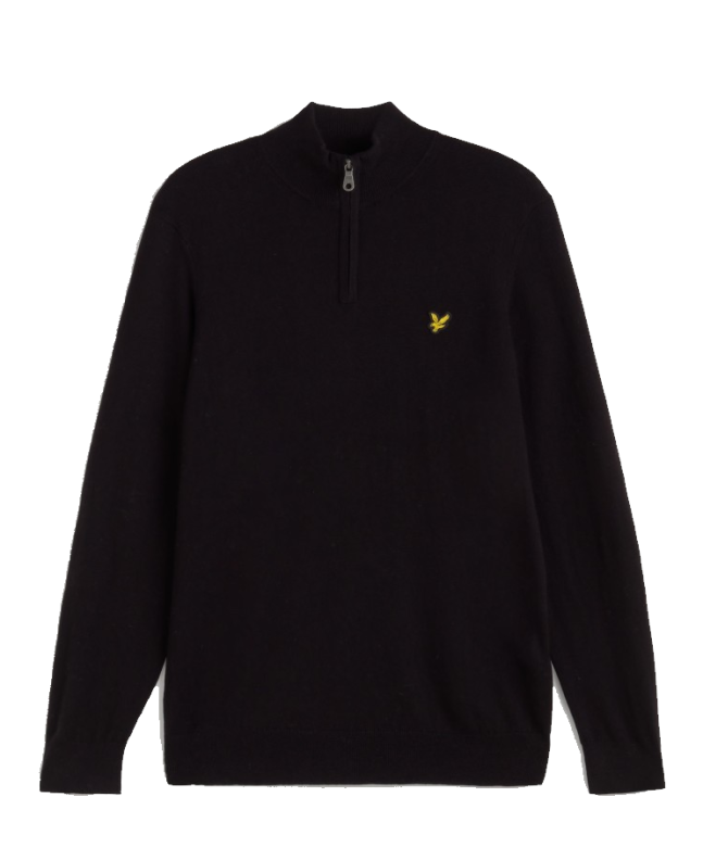 spezial madrid Lyle & Scott Cotton Merino 1/4 Zip Jumper Jet Black