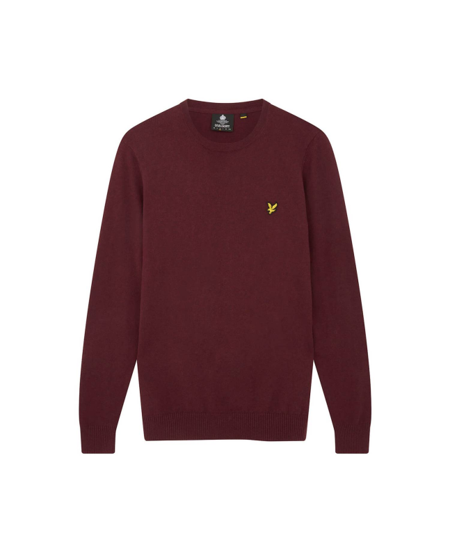 spezial madrid Lyle & Scott Cotton Merino Crew Neck Jumper Burgundy