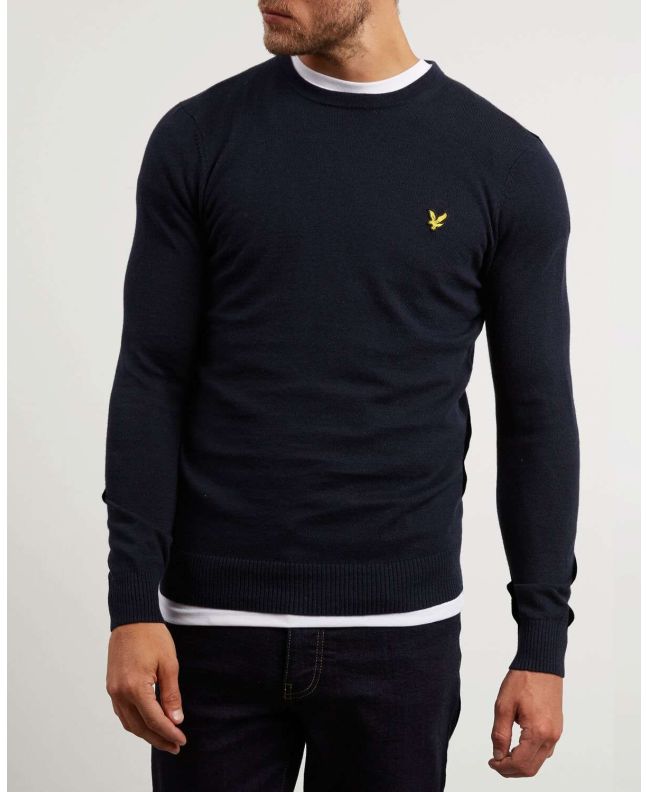 Spezial Madrid Lyle & Scott Cotton Merino Crew Neck Jumper Dark Navy