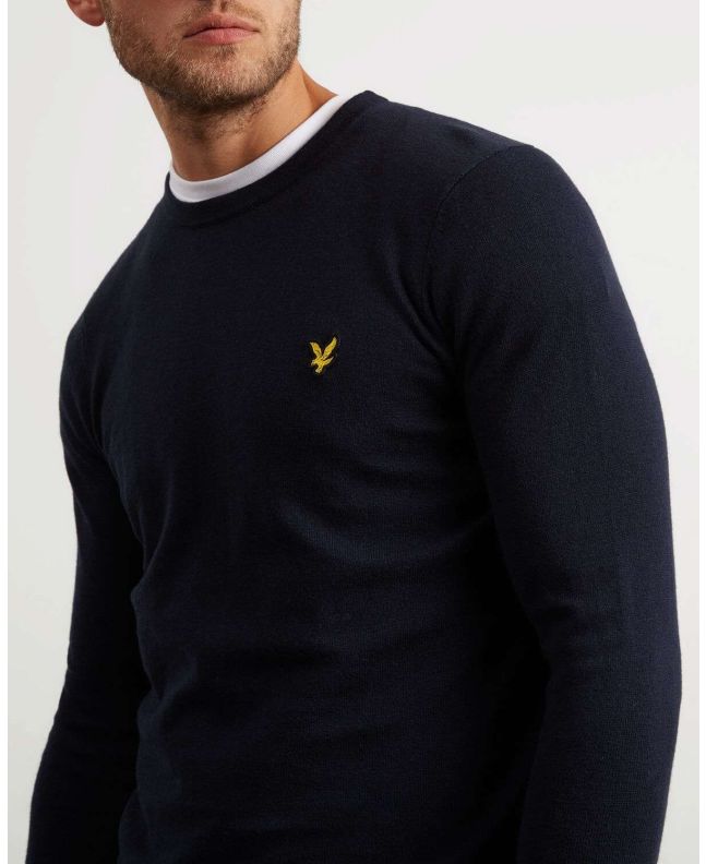Spezial Madrid Lyle & Scott Cotton Merino Crew Neck Jumper Dark Navy