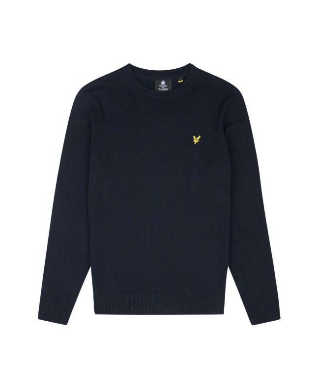 spezial madrid Lyle & Scott Cotton Merino Crew Neck Jumper Dark Navy
