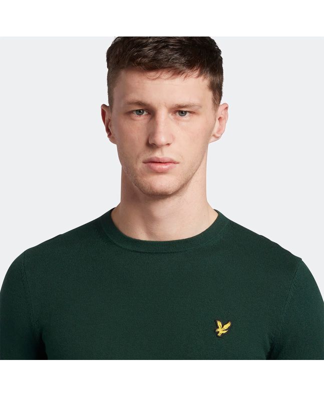 Spezial Madrid Lyle & Scott Cotton Merino Crew Neck Jumper Jade Green Marl
