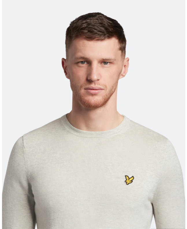 Spezial Madrid Lyle & Scott Cotton Merino Crew Neck Jumper Light Grey Marl