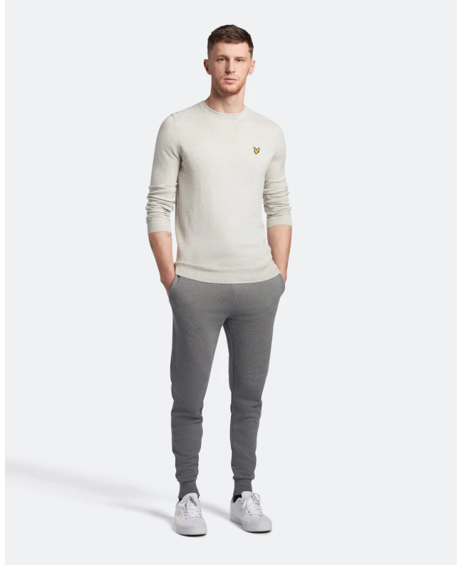 Spezial Madrid Lyle & Scott Cotton Merino Crew Neck Jumper Light Grey Marl