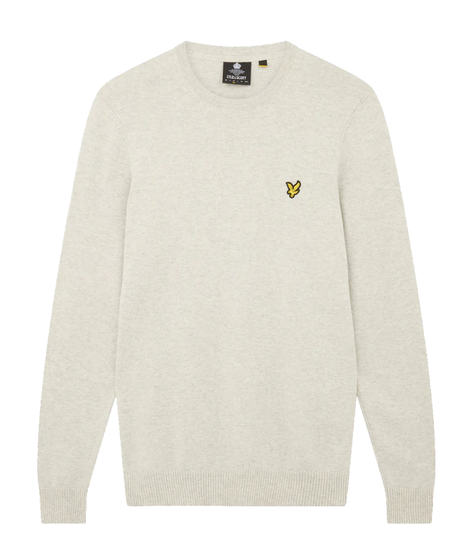 spezial madrid Lyle & Scott Cotton Merino Crew Neck Jumper Light Grey Marl