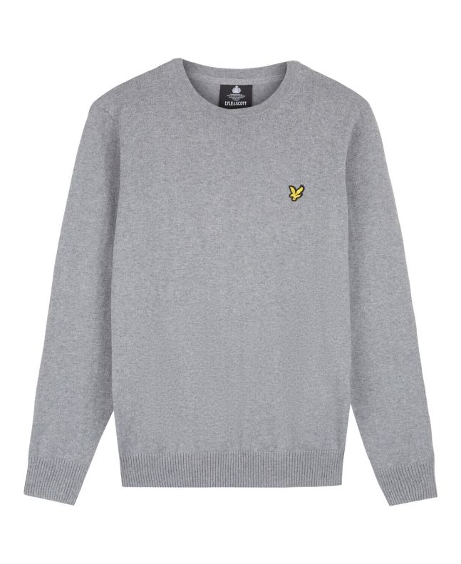 spezial madrid Lyle & Scott Cotton Merino Crew Neck Jumper Mid Grey Marl