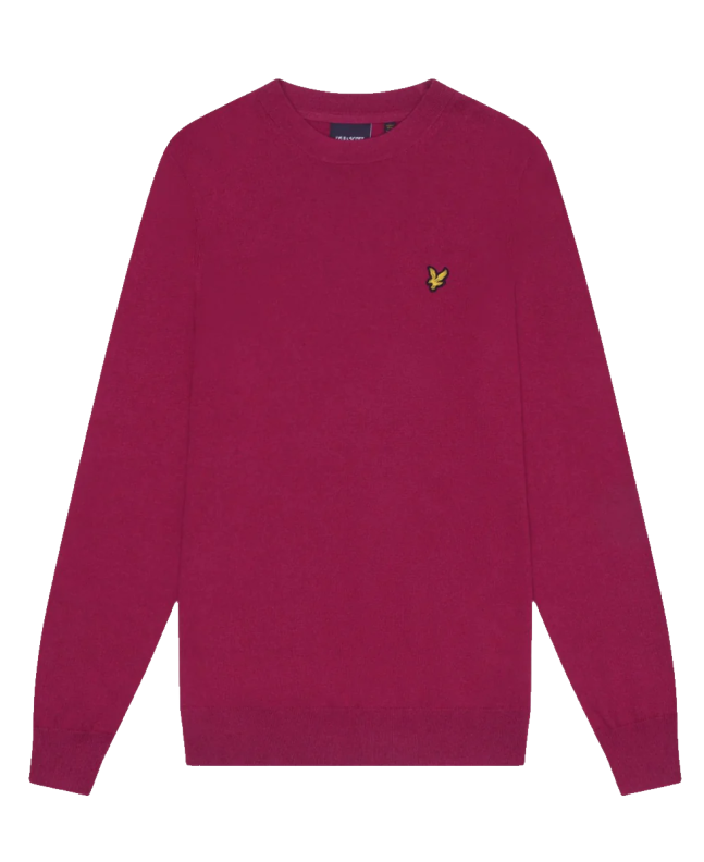 spezial madrid Lyle & Scott Cotton Merino Crew Neck Jumper Rich Burgundy