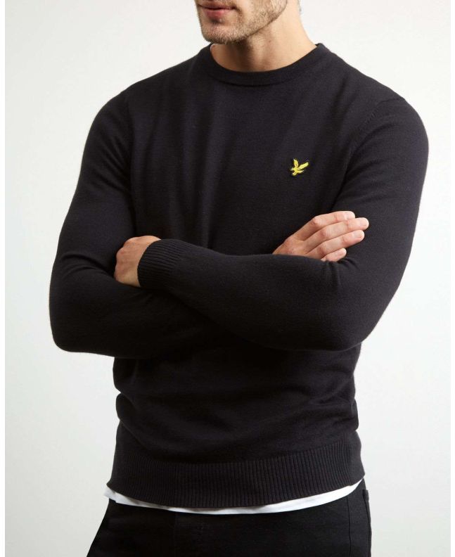 Spezial Madrid Lyle & Scott Cotton Merino Crew Neck Jumper True Black
