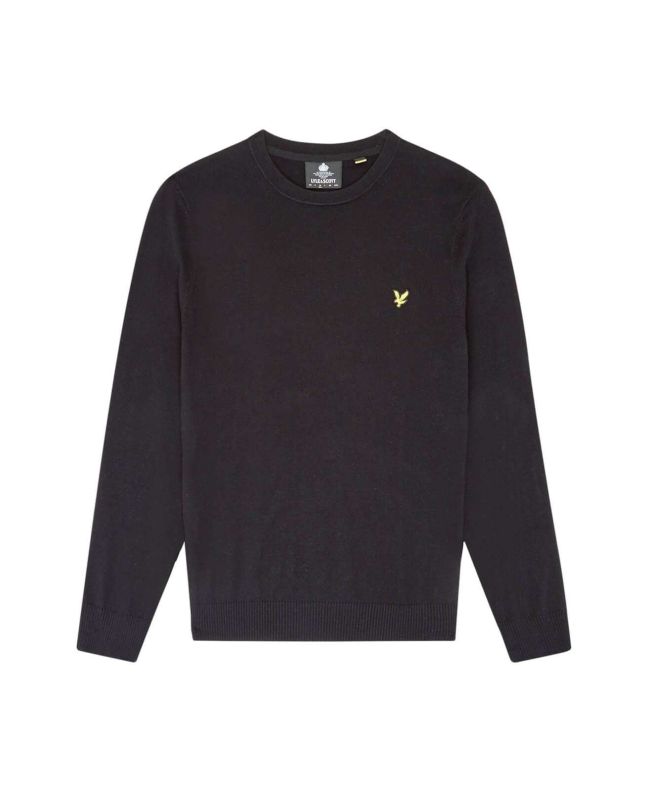 spezial madrid Lyle & Scott Cotton Merino Crew Neck Jumper True Black