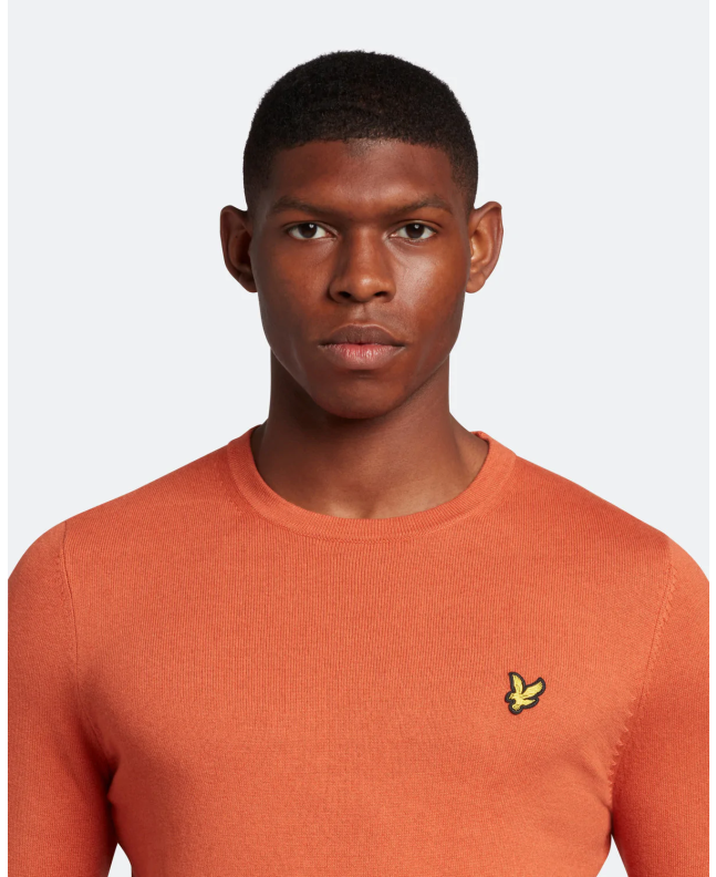 Spezial Madrid Lyle & Scott Cotton Merino Crew Neck Jumper Victory Orange
