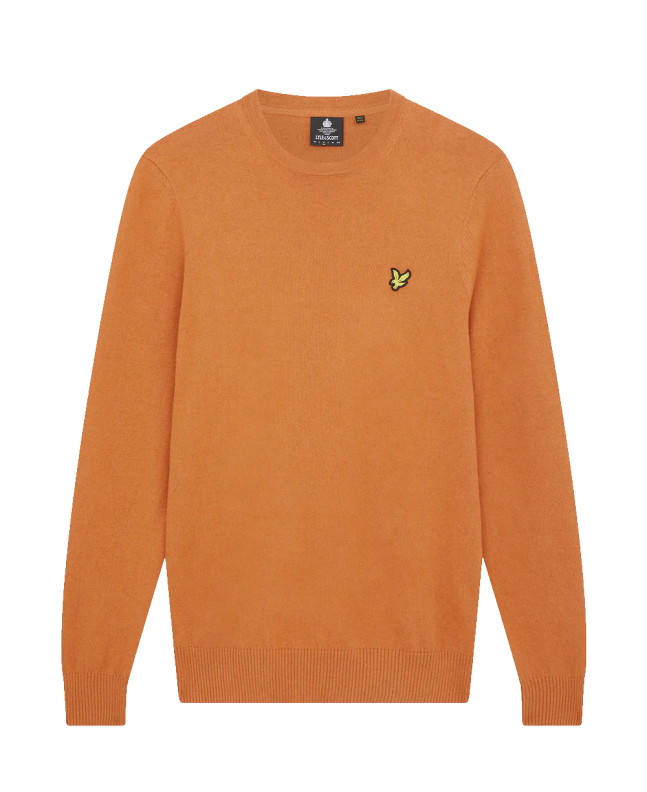 spezial madrid Lyle & Scott Cotton Merino Crew Neck Jumper Victory Orange