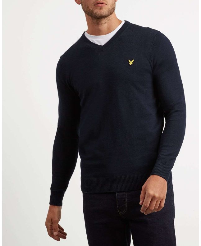 Spezial Madrid Lyle & Scott Cotton Merino V Neck Dark Navy