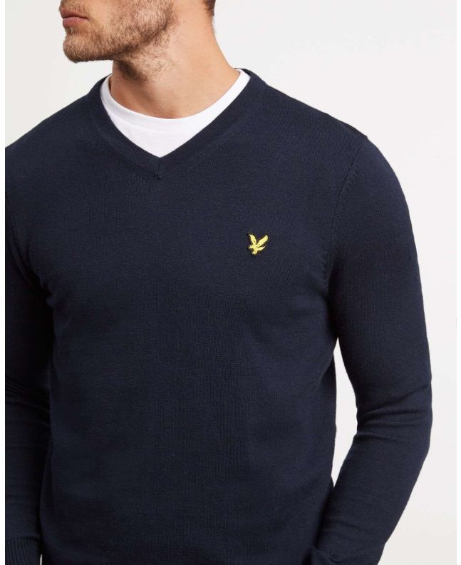 Spezial Madrid Lyle & Scott Cotton Merino V Neck Dark Navy