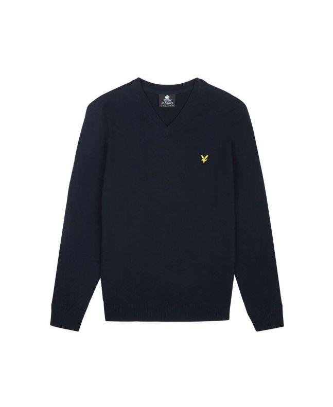 spezial madrid Lyle & Scott Cotton Merino V Neck Dark Navy