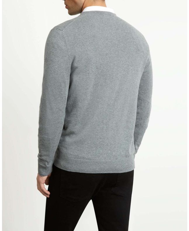 Spezial Madrid Lyle & Scott Cotton Merino V Neck Mid Grey Marl
