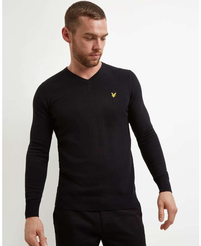 Spezial Madrid Lyle & Scott Cotton Merino V Neck True Black