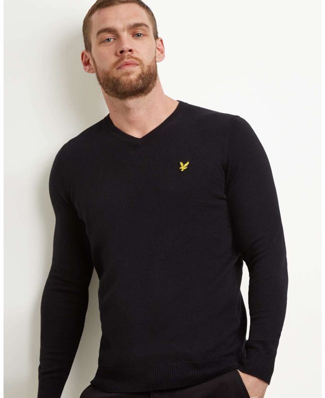 Spezial Madrid Lyle & Scott Cotton Merino V Neck True Black
