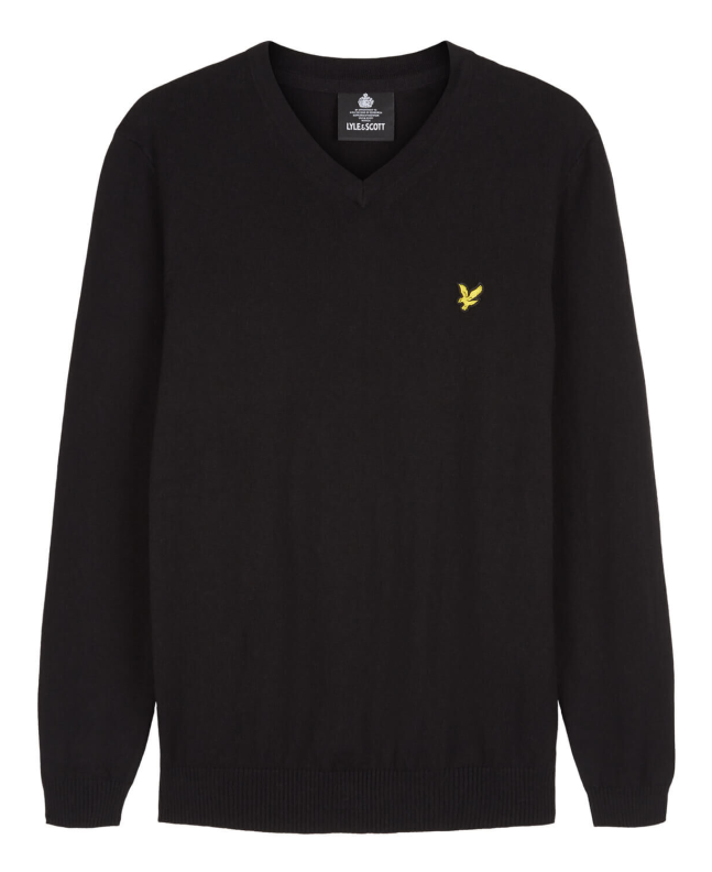 spezial madrid Lyle & Scott Cotton Merino V Neck True Black