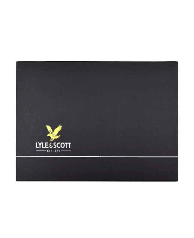 Spezial Madrid Lyle & Scott Lambswool Blend Checked Scarf & Beanie Gift Set Dark Navy