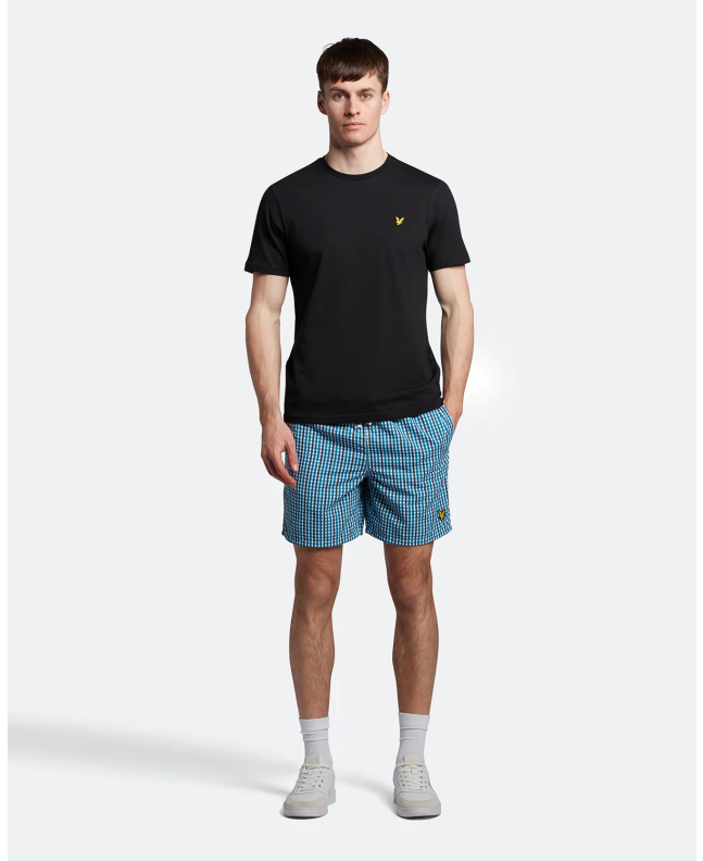 Spezial Madrid Lyle & Scott Plain Gingham Swin Shorts Barrack Blue