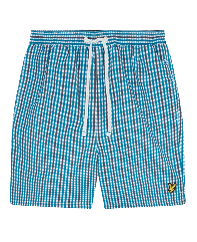 spezial madrid Lyle & Scott Plain Gingham Swin Shorts Barrack Blue