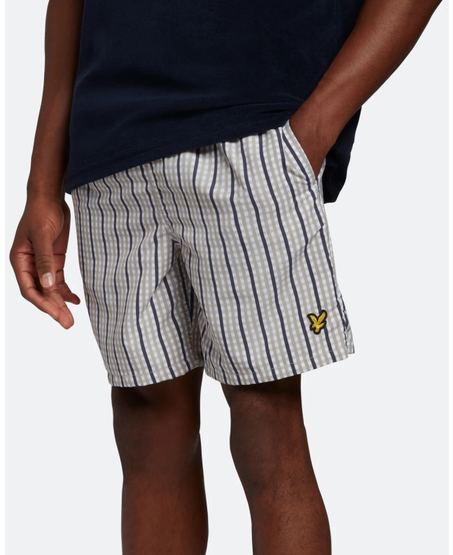 Spezial Madrid Lyle & Scott Plain Gingham Swin Shorts Cold Grey