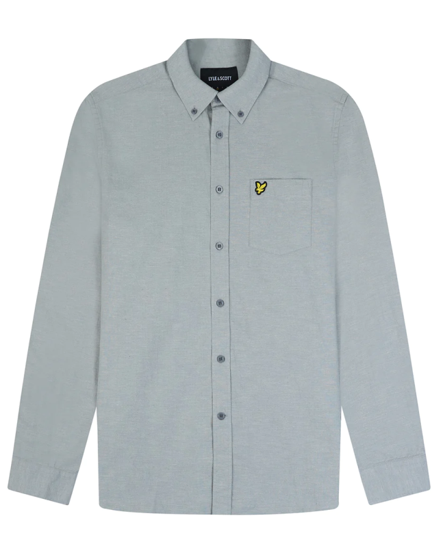 Spezial Madrid Lyle & Scott Regular Cotton Linen Button Down Shirt Slate Blue