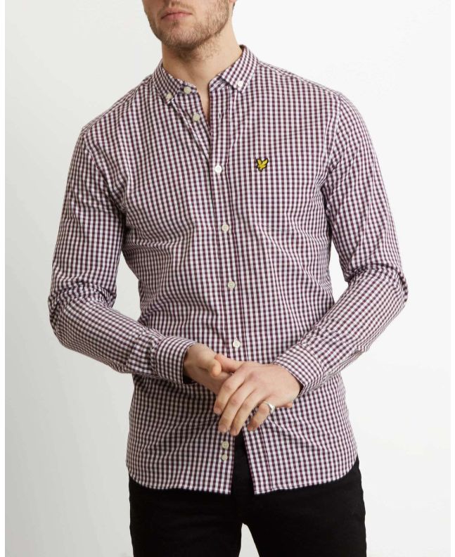 Spezial Madrid Lyle & Scott Slim Fit Gingham Shirt Burgundy