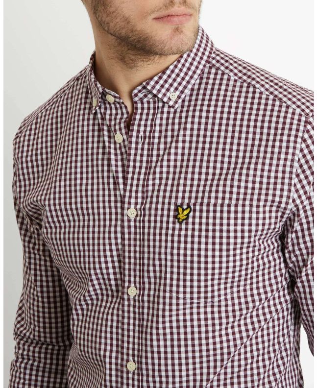 Spezial Madrid Lyle & Scott Slim Fit Gingham Shirt Burgundy