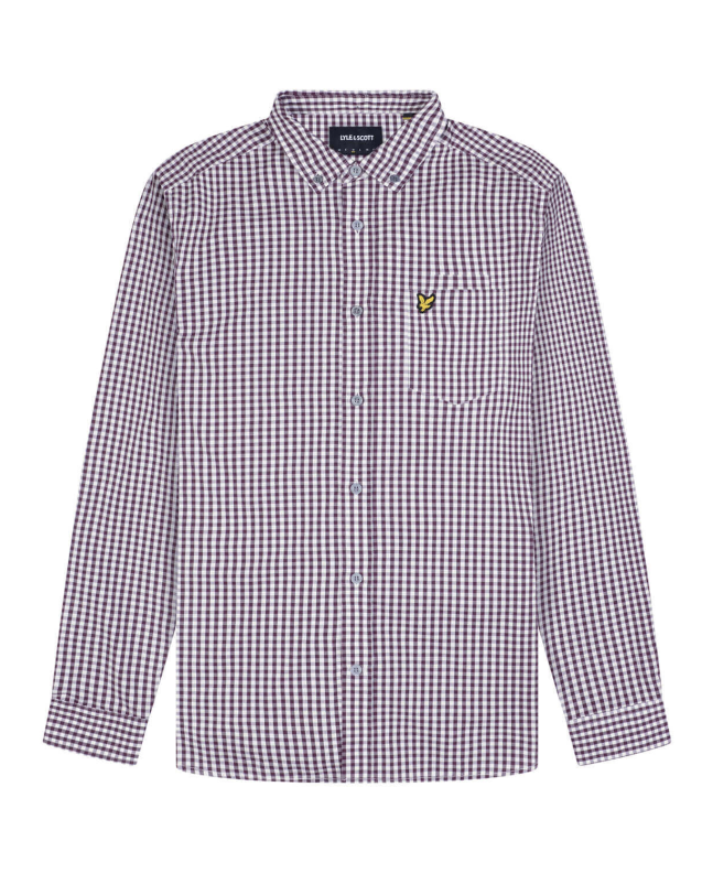 spezial madrid Lyle & Scott Slim Fit Gingham Shirt Burgundy